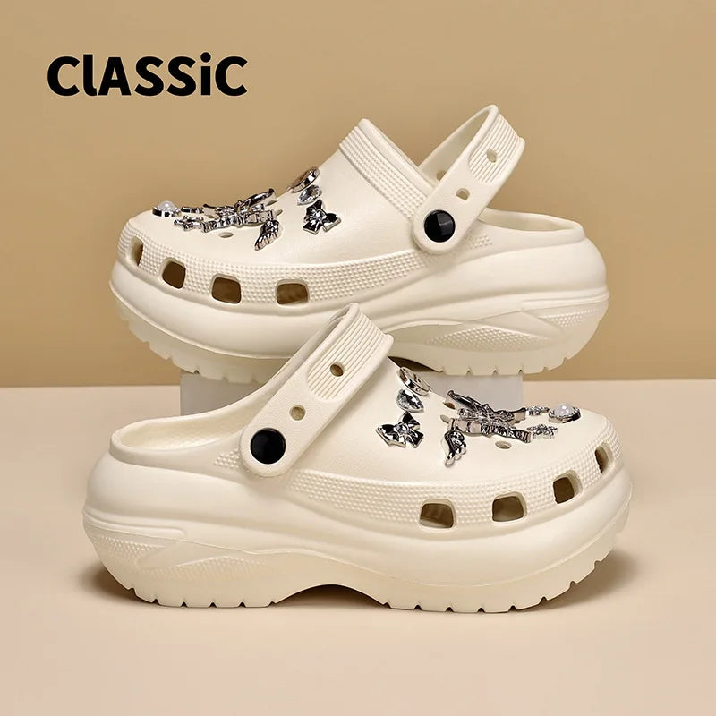 Hot Sale Of The Season New Women's Hole Shoe Summer Thick Bottom Anti-slip Cute Balloon Dog Outdoor Beach Head Cover Sandals...